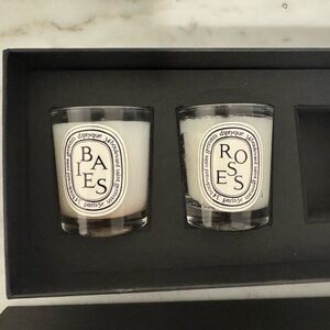 Set of 2 Diptyque Mini Travel Candles Baies Roses Set with Box Limited Edition